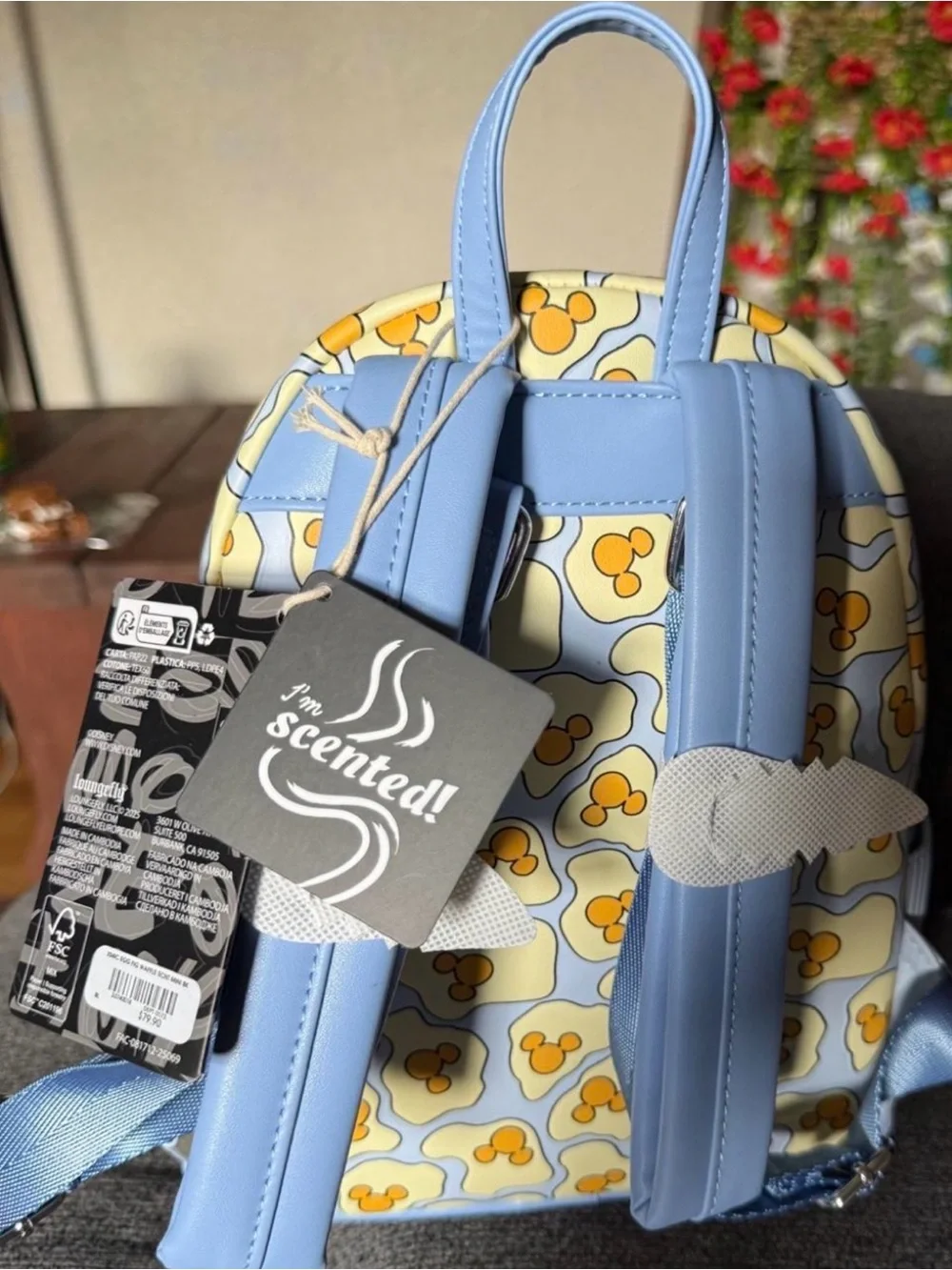 Loungefly Light Blue & Yellow Mickey Waffle Mini Backpack with Matching Wallet